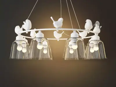 Hanging lamp provence bird chandelier 8 3D model