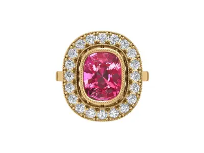 Cushion Solitaire Art deco Ring 3D print model 3