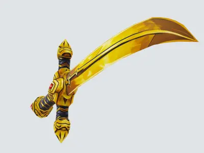 Golden Ritual Dagger Short Sword Leather Hilt Lowpoly Weapon Low-poly 3D model