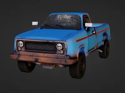 Rusty old farm truck Low-poly 3D model