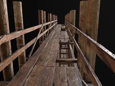 Wooden Scaffolding PBR Low-poly 3D model