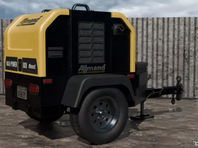 Towable Power Generator Low-poly 3D model