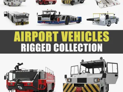 Rigged Airport Vehicles Collection1 3D model