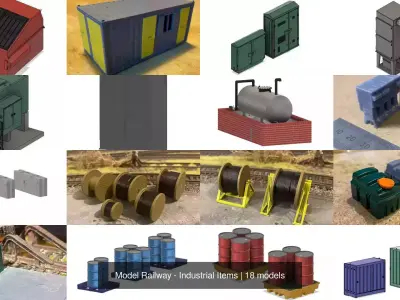 Model Railway - Industrial Items 3D Model Pack