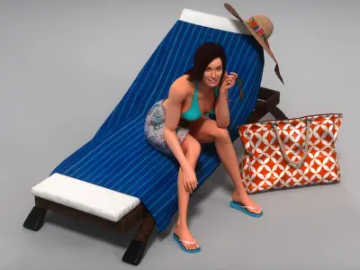 Female Bather Animated HQ 3D model