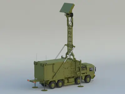 Mobile Tracking Radar Truck 3D model