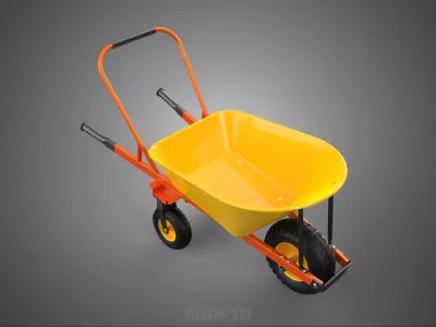 THREE CASTER WHEEL TIRE WHEELBARROW PUSH TIP STURDY BARROW 3 KIT 3D model