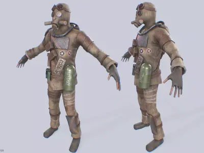 Post apocalypse character Low-poly 3D model purchase