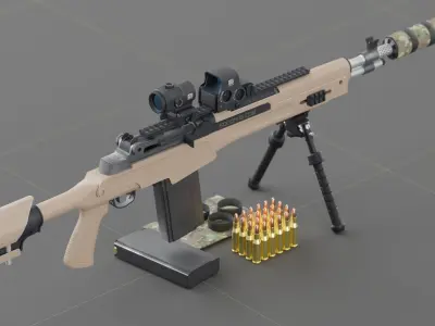 Springfield Armory - M1A - Socom 16 Low-poly 3D model