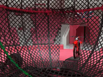 Stunt Motorcycle Globe Cage Steel 3D model
