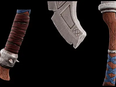Stylized Axe Low-poly 3D model 13