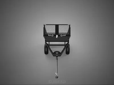 TIPPING TRAILER CARGO CART WAGON METAL GRID BED GARDEN UTILITY 2 3D model