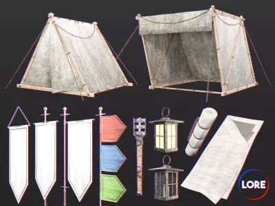 Medieval Collection Knightly Campsite 3D Model Pack