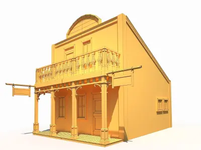 Wild West Building Bundle LOW POLY PBR Low-poly 3D model