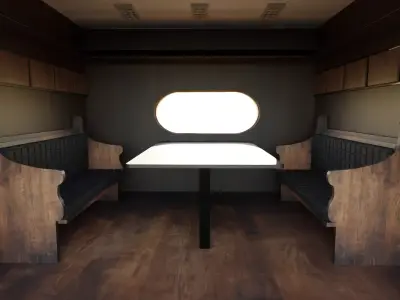 Old Train Interior Low-poly 3D model
