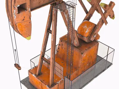 Oil Pump jack Low-poly 3D model