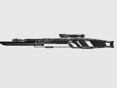 SciFi Sniper Gunblade A08 Black Camouflage - Fiction Weaponry Low-poly 3D model