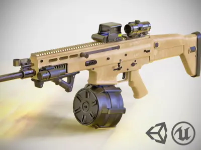 FN SCAR - H - LMG -  With Attachments - Highly Detailed - PBR Low-poly 3D model