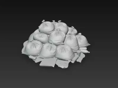 Trash Bag Pile -Garbage Bags Collection with Litter - PBR Low-poly 3D model