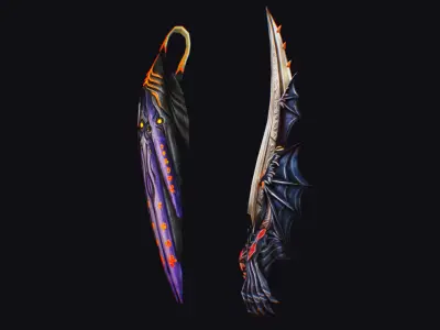 Sword and Light Shield Armor Dagger Dark Edged Cutting Magic Low-poly 3D model