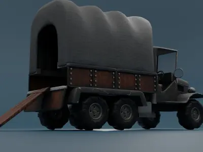 Truck old with canvas cover 3D model