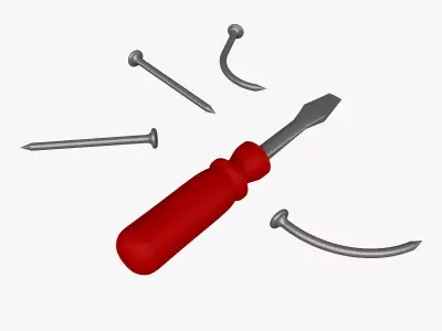 Screwdriver With Nails  3D model