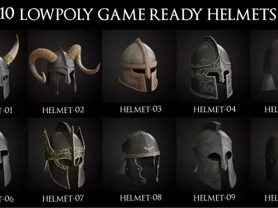 Ancient War Helmet Pack Low-poly 3D model