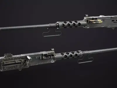 M2HB Browning Machine Gun Low-poly 3D model