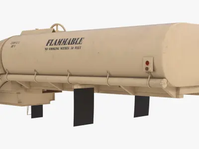 Military Fuel Tank Trailer with Ladder Simplified 3D model