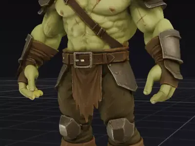 Fantasy Orc Warrior Soldier 3D Model Full Body OBJ STL GLB 3D model