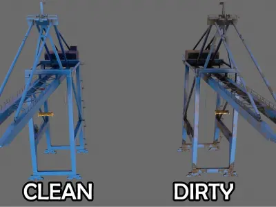 PBR Quayside Container Crane Version 1 - Blue A Low-poly 3D model