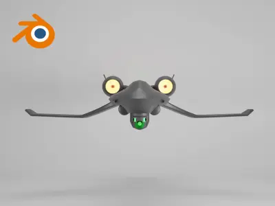 Unmanned combat aerial vehicle military gray drone UCAV 3D model