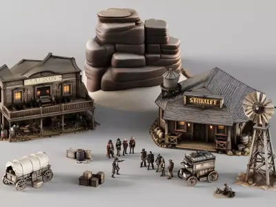 S00019 Wild West Town Pack 3D model