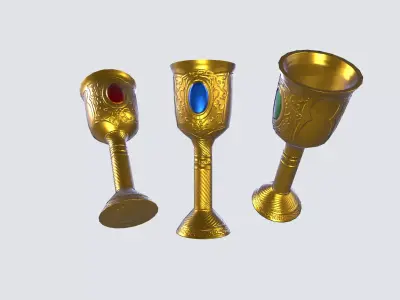 Golden Goblet Low-poly 3D model