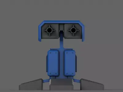 PBR Turret Gun 05 Blue Low-poly 3D model