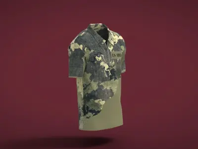 Military Outfit - T-shirt Low-poly 3D model 38