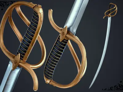 Saber Sword Low-poly 3D model order