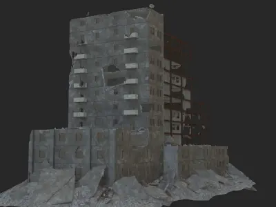 destroyed building Low-poly 3D model buy