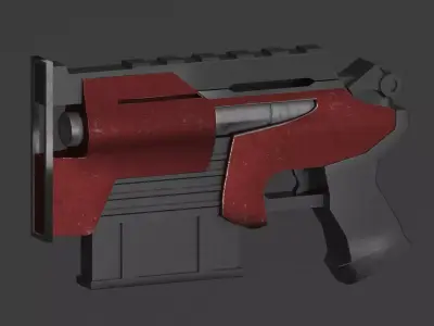 Simple used sci-fi pistol Low-poly 3D model