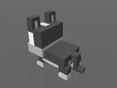 Kitten pixelated dog Low-poly 3D model