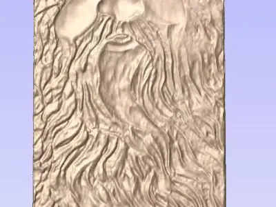 Wood Spirit Carving Old Man with Beard Wizard Wall Art 3D Model 3D print model
