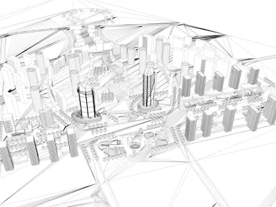 Urban highrise building ancillary building commercial 3D model purchase