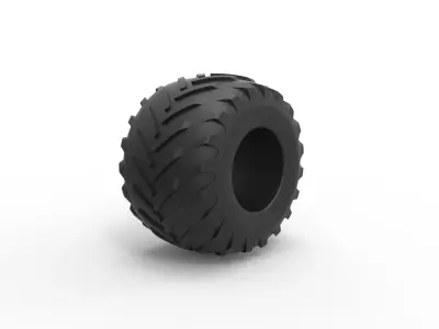Monster Jam tire 29 Scale 1 to 25 3D print model