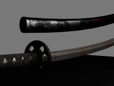 Rusted Katana Low-poly 3D model