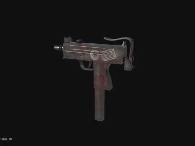 Post apocalyptic MAC10 Low-poly 3D model
