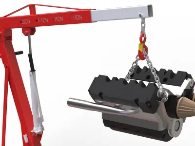 Folding Engine Crane 4K 3D model