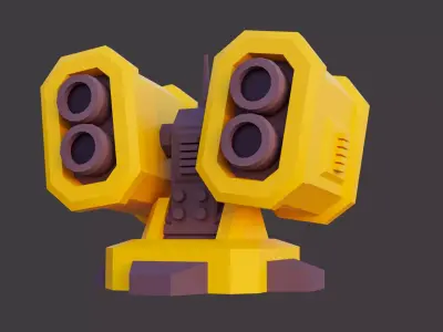 Low Poly Turret 3D model