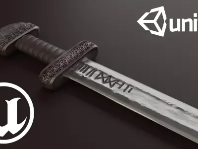 Viking Sword Weapon - PBR - Low Poly - Game Ready Low-poly 3D model