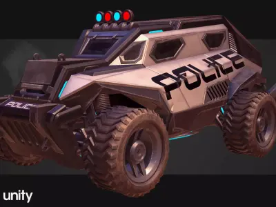 Sci-FI Armored Police Car PBR Low-poly 3D model