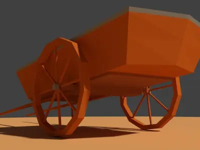 Low Poly Farm Cart Low-poly 3D model